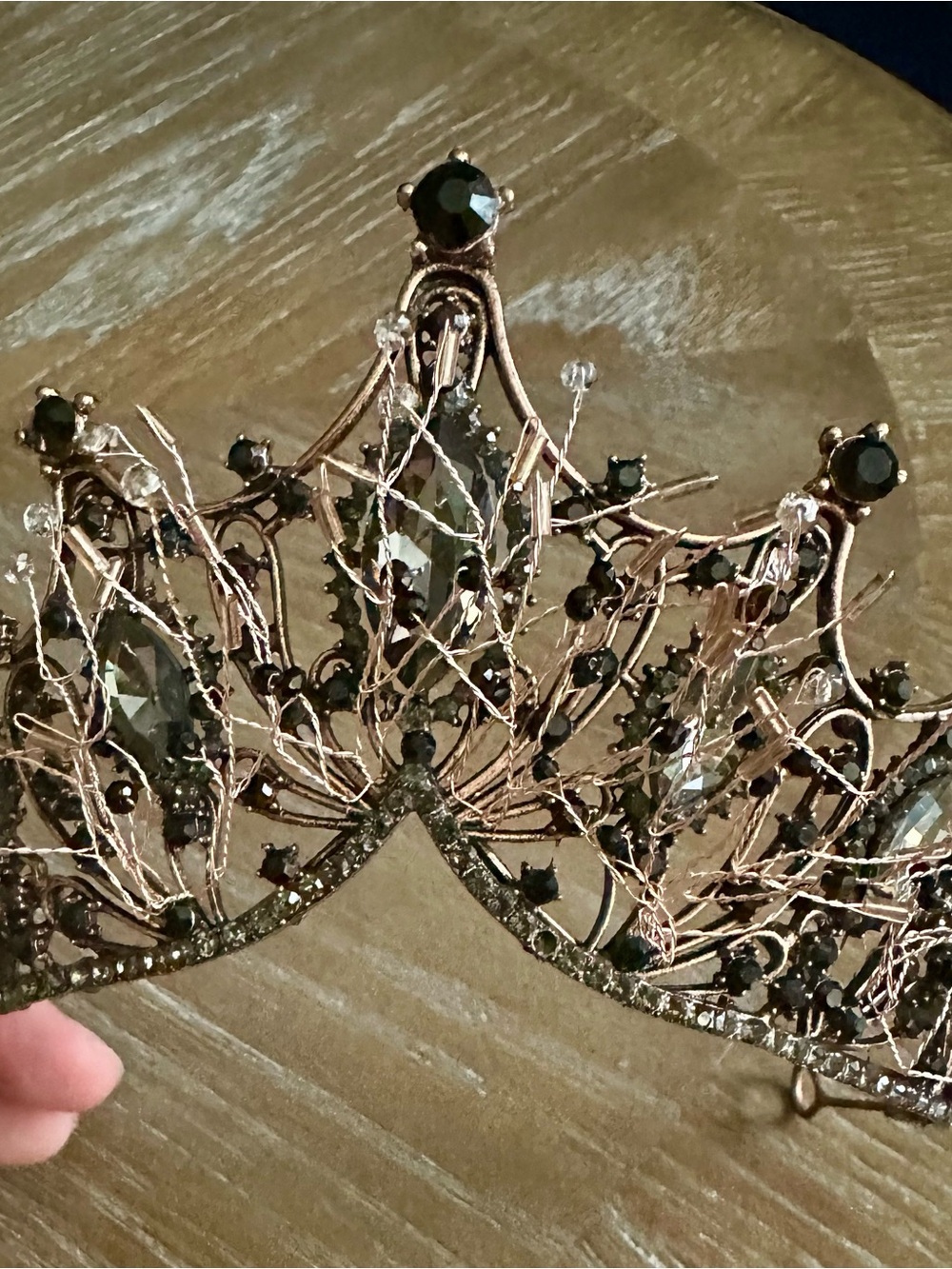 Handcrafted Black and Rose Gold Crystal Tiara - Women Accessories